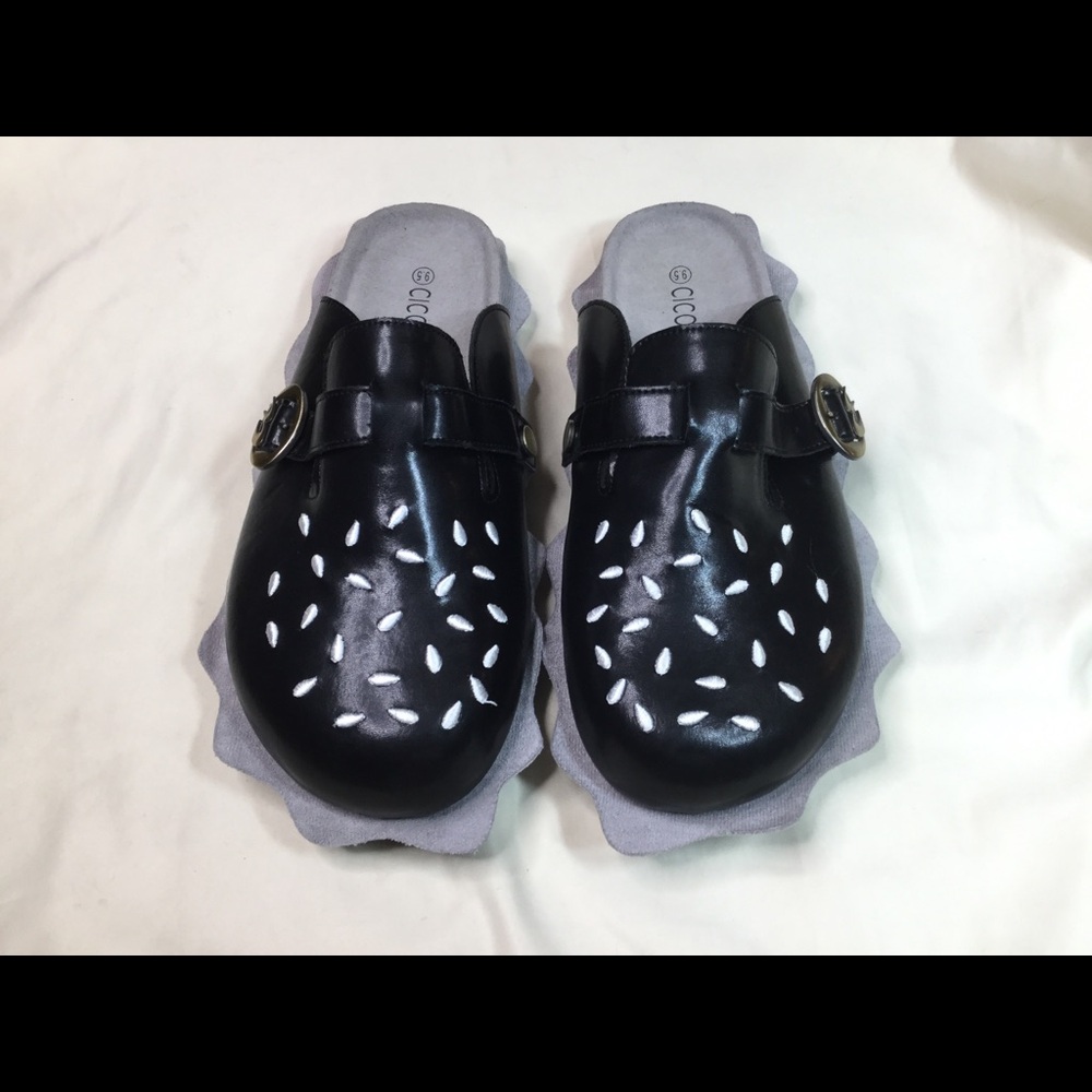 Cicomuin Black Gray Hamburger Burger Clogs 9.5